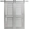 Sartodoors Sturdy Dbl Barn Door 36 x 80in W/, Light Grey Oak W/ Frosted Glass, SS 13FT Rail Hangers Heavy Set VEREGIO7288DB-S-OAK-36 - alternate 1
